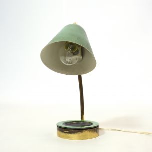 Vintage green lamp and with ceramic tidy 1950
