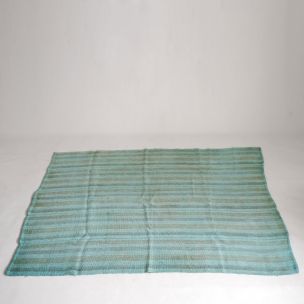 Alfombra azul vintage de origen turco