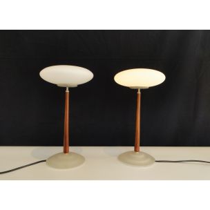Vintage Pao lamp for Arteluce in glass and cherrywood 1990