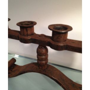 Pair of vintage wrought iron candlesticks for Charles Piguet, 1950