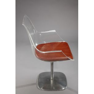 Pair of vintage armchairs swivelling in lucite 1970s 
