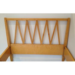 Vintage licht houten bed Frankrijk 1940