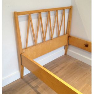 Vintage-Bett aus hellem Holz Frankreich 1940er Jahre
