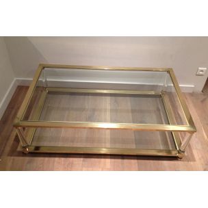 Vintage brass and plexiglass coffee table, 1970