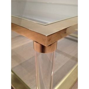 Table basse vintage en laiton et plexiglass, 1970