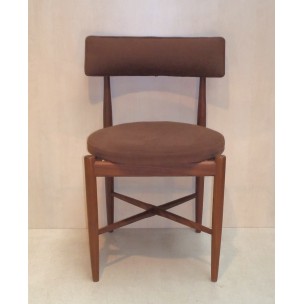 Set of 6 dining chairs in massif teak and wool, Victor B WILKINS - 1960s