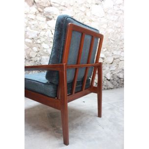 Pair of vintage armchairs in solid teak 1960s 