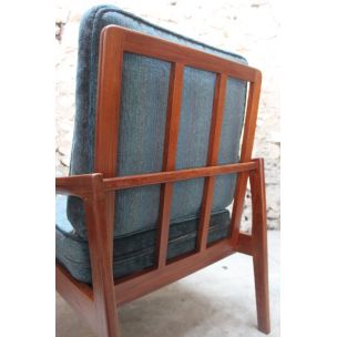 Paire de fauteuils vintage en teck massif 1960s