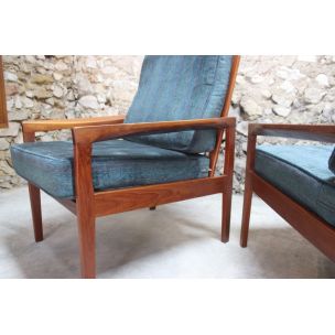 Pair of vintage armchairs in solid teak 1960s 