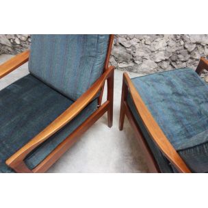 Pair of vintage armchairs in solid teak 1960s 