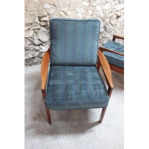 Pair of vintage armchairs in solid teak 1960s 