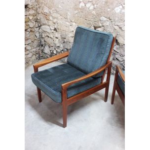 Pair of vintage armchairs in solid teak 1960s 