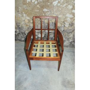 Pair of vintage armchairs in solid teak 1960s 