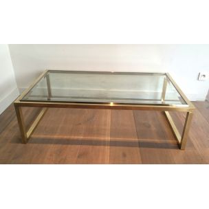 Table basse vintage en laiton et chrome, 1970