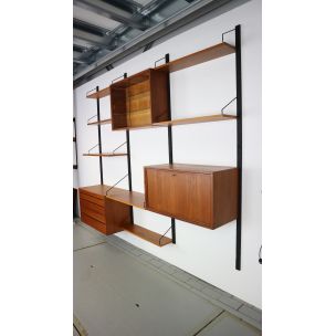 Vintage wall unit in teak Royal System by Poul Cadovius for Cado, 1960s