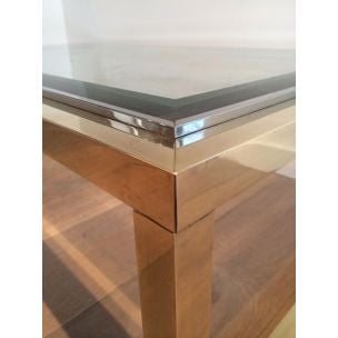 Vintage brass and chrome coffee table, 1970