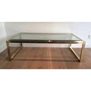 Table basse vintage en laiton et chrome, 1970