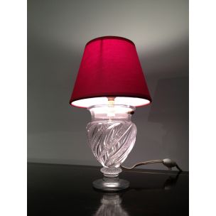 Kleine vintage glazen tafellamp Frankrijk 1940