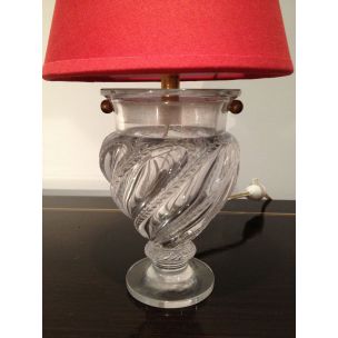 Pequeña lámpara de mesa de cristal vintage Francia años 40