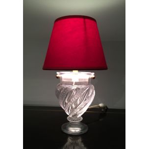 Small vintage table lamp in glass France 1940s