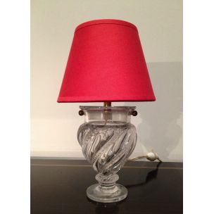 Pequeña lámpara de mesa de cristal vintage Francia años 40