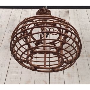 Vintage hanging lamp in rattan 1950s 