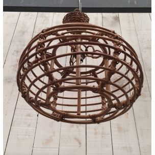 Vintage hanging lamp in rattan 1950s 