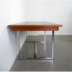 Bureau vintage en teck et cadre chromé, Allemagne, 1964