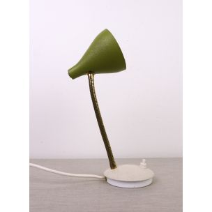 Vintage table lamp green with gooseneck, Germany, 1950s