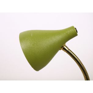 Vintage table lamp green with gooseneck, Germany, 1950s