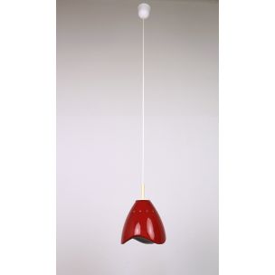 Ensemble de 3 suspensions vintage céramique rouge Allemagne 1950s