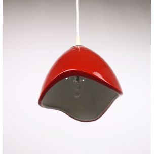 Set of 3 vintage hanging lamps red ceramic Germany 1950s