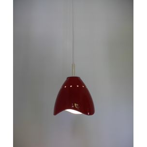 Set of 3 vintage hanging lamps red ceramic Germany 1950s