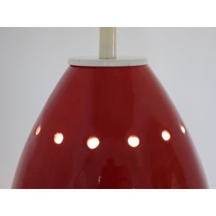 Set of 3 vintage hanging lamps red ceramic Germany 1950s