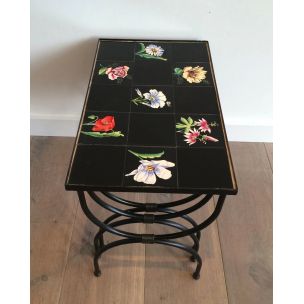 Vintage nesting tables in ceramic and metal 1950s 