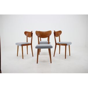 Set of 4 vintage dining chairs in oak Czechoslovakia 1950s