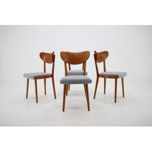 Set of 4 vintage dining chairs in oak Czechoslovakia 1950s