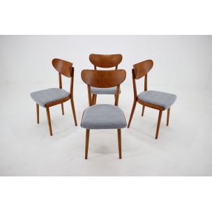 Set of 4 vintage dining chairs in oak Czechoslovakia 1950s