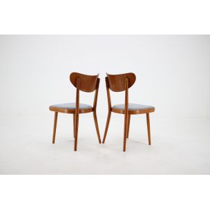 Set of 4 vintage dining chairs in oak Czechoslovakia 1950s