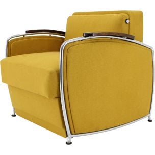 Vintage armchair extendable yellow Czechoslovakia 1950s