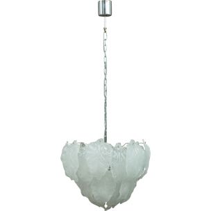 Vintage chandelier Murano frosted glass Italy 1970s