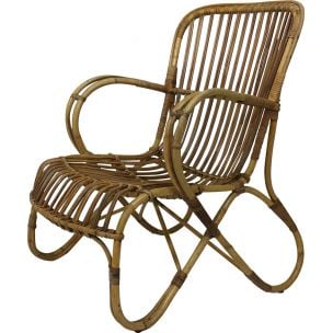 Vintage Wicker Easy Lounge Chair by Rohé Noordwolde, 1960s