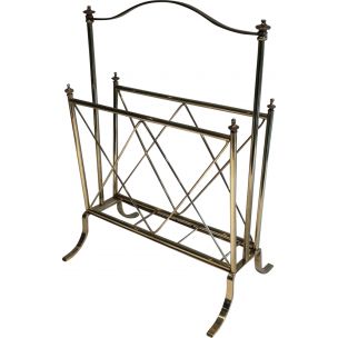 Vintage Neoclassical brass magazine rack, 1940