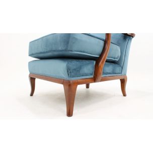 Paar vintage fluwelen fauteuils van Paolo Buffa, 1940