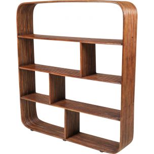 Vintage bookcase in rattan and brass 1970