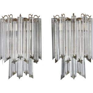 Pair of vintage sconces for Venini in Murano glass 1960