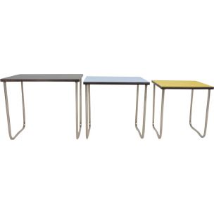 Vintage french nesting tables in melaminate and metal 1950