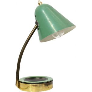 Vintage green lamp and with ceramic tidy 1950