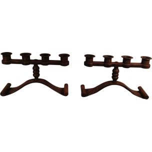 Pair of vintage wrought iron candlesticks for Charles Piguet, 1950