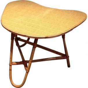 Vintage rattan coffee table, 1970s